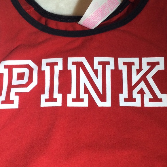 Pink Victoria Secret Red Sports Athletic Bra - White, Pink Logo W/ Black Trim  S - Picture 7 of 7